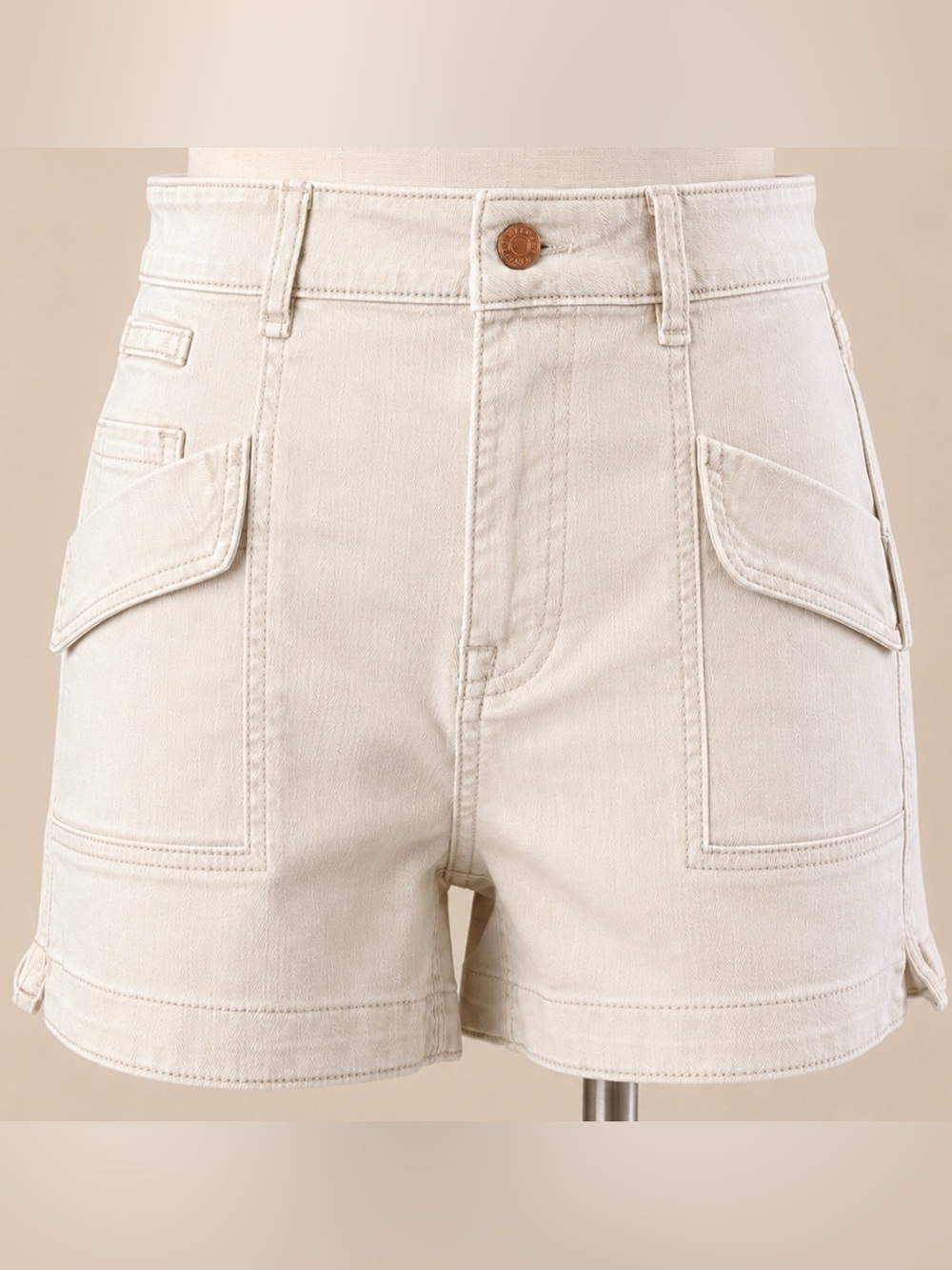 Anthropologie Pilcro Ultra High Rise Denim Shorts Stone NWT New 28